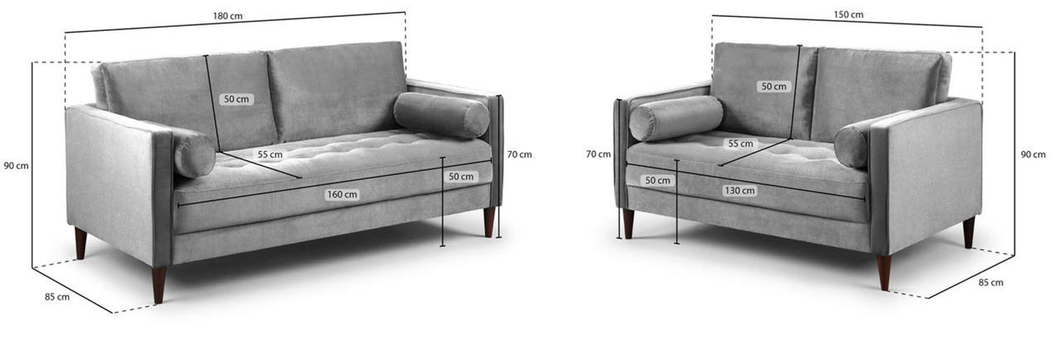 Harper Sofa Set - Available in 4, 3, 2 Seaters & Armchair - Colour Options in Plush, Teal, Blue, Green, Grey, Biege