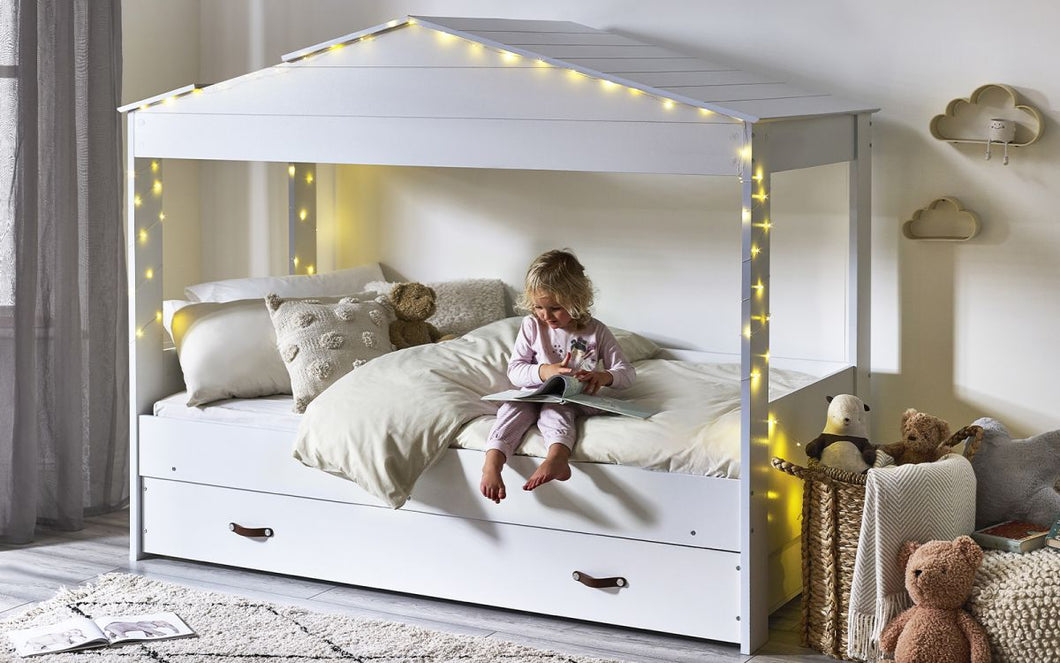 Kids Hazel Low Sleeper With Storage Drawer - White - Optional Mattress