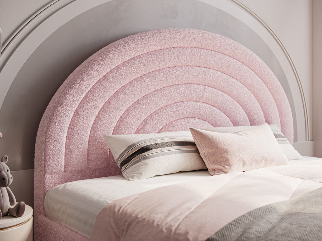 Ava Boucle Fabric Bed - Available in Double - Mattress Options