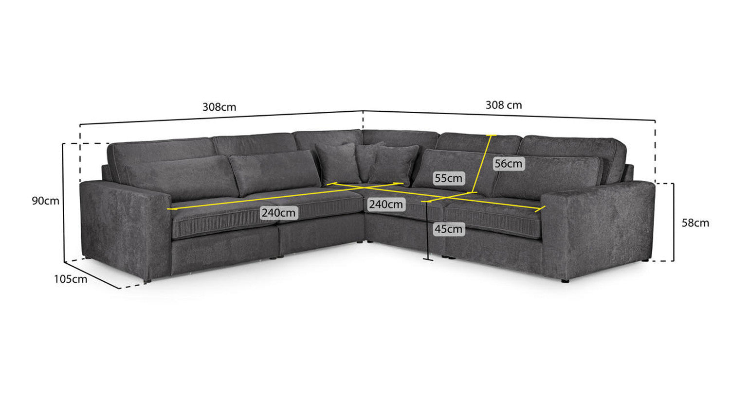 Kiana Sofa Set - Grey or Mocha - Available in a Large/Small Corners & Modulars to Build Your Own Size