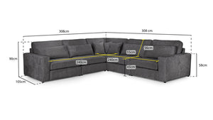 Kiana Sofa Set - Grey or Mocha - Available in a Large/Small Corners & Modulars to Build Your Own Size