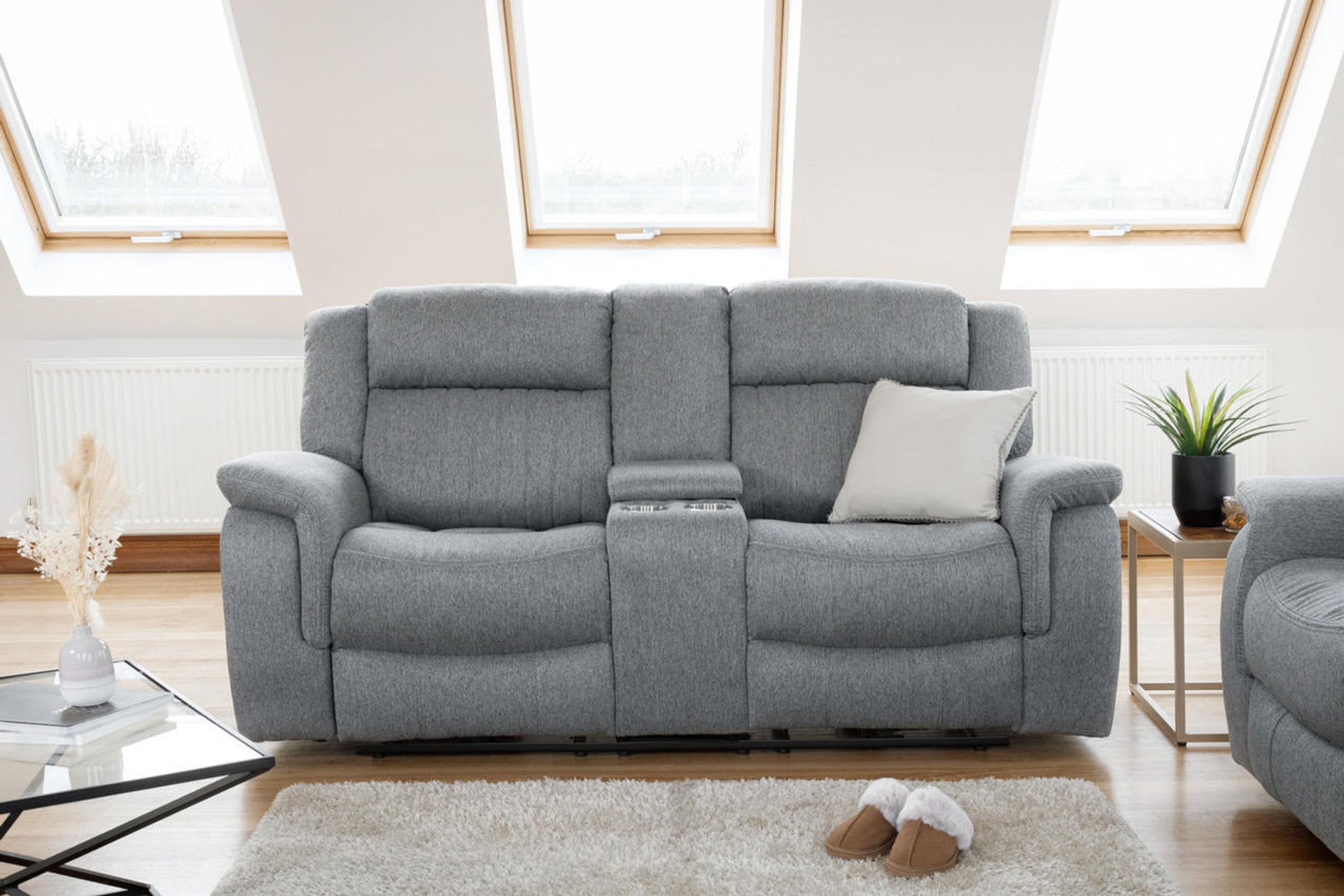 Linden Grey Sofa Set - Electirc Recliner With USB & Charging Ports - Available in 3, 2 & Armchair