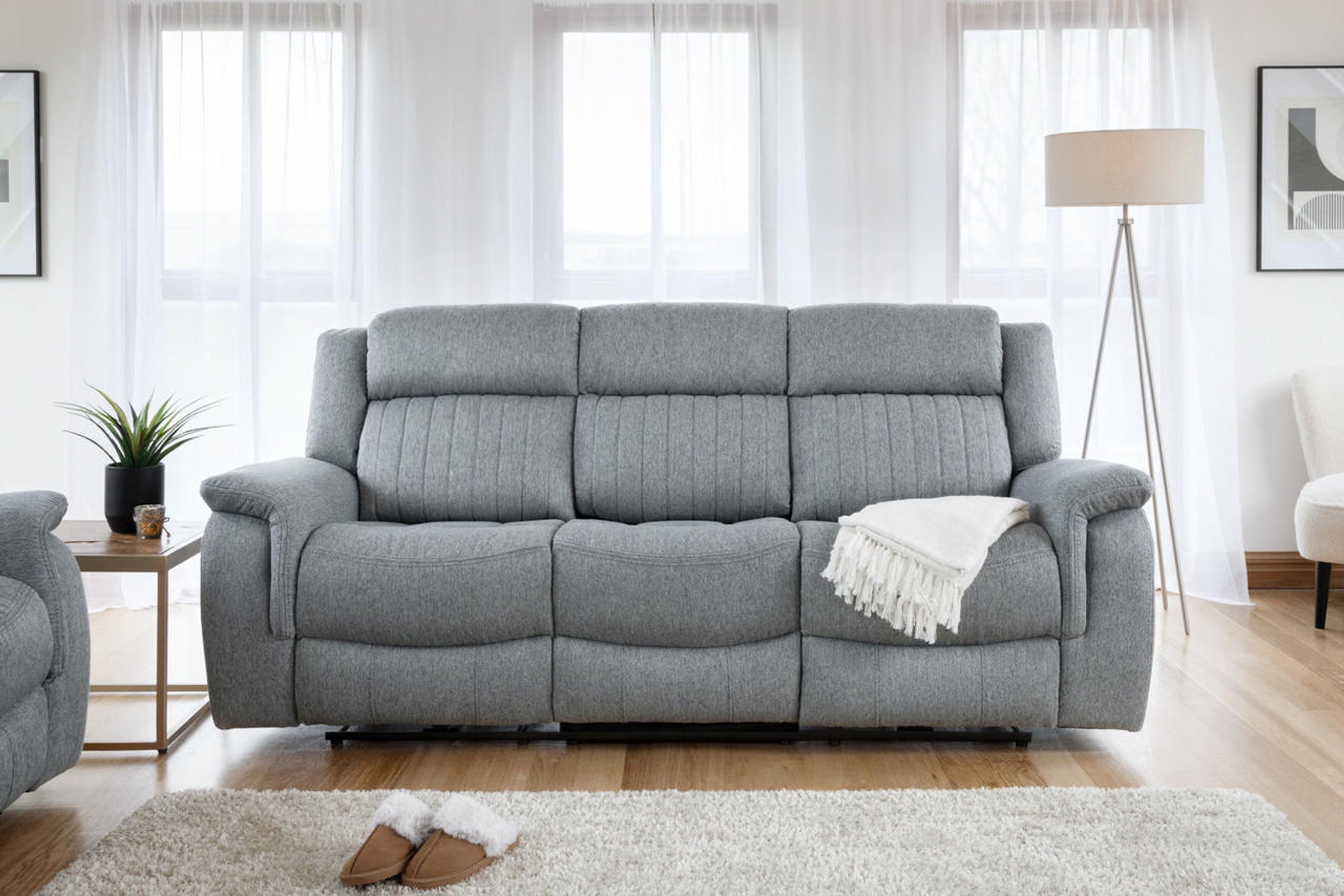 Linden Grey Sofa Set - Electirc Recliner With USB & Charging Ports - Available in 3, 2 & Armchair