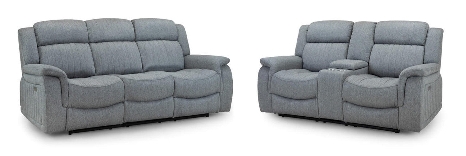 Linden Grey Sofa Set - Electirc Recliner With USB & Charging Ports - Available in 3, 2 & Armchair