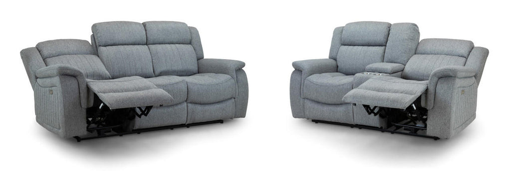 Linden Grey Sofa Set - Electirc Recliner With USB & Charging Ports - Available in 3, 2 & Armchair