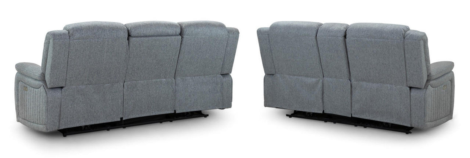 Linden Grey Sofa Set - Electirc Recliner With USB & Charging Ports - Available in 3, 2 & Armchair