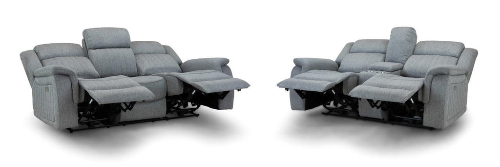 Linden Grey Sofa Set - Electirc Recliner With USB & Charging Ports - Available in 3, 2 & Armchair