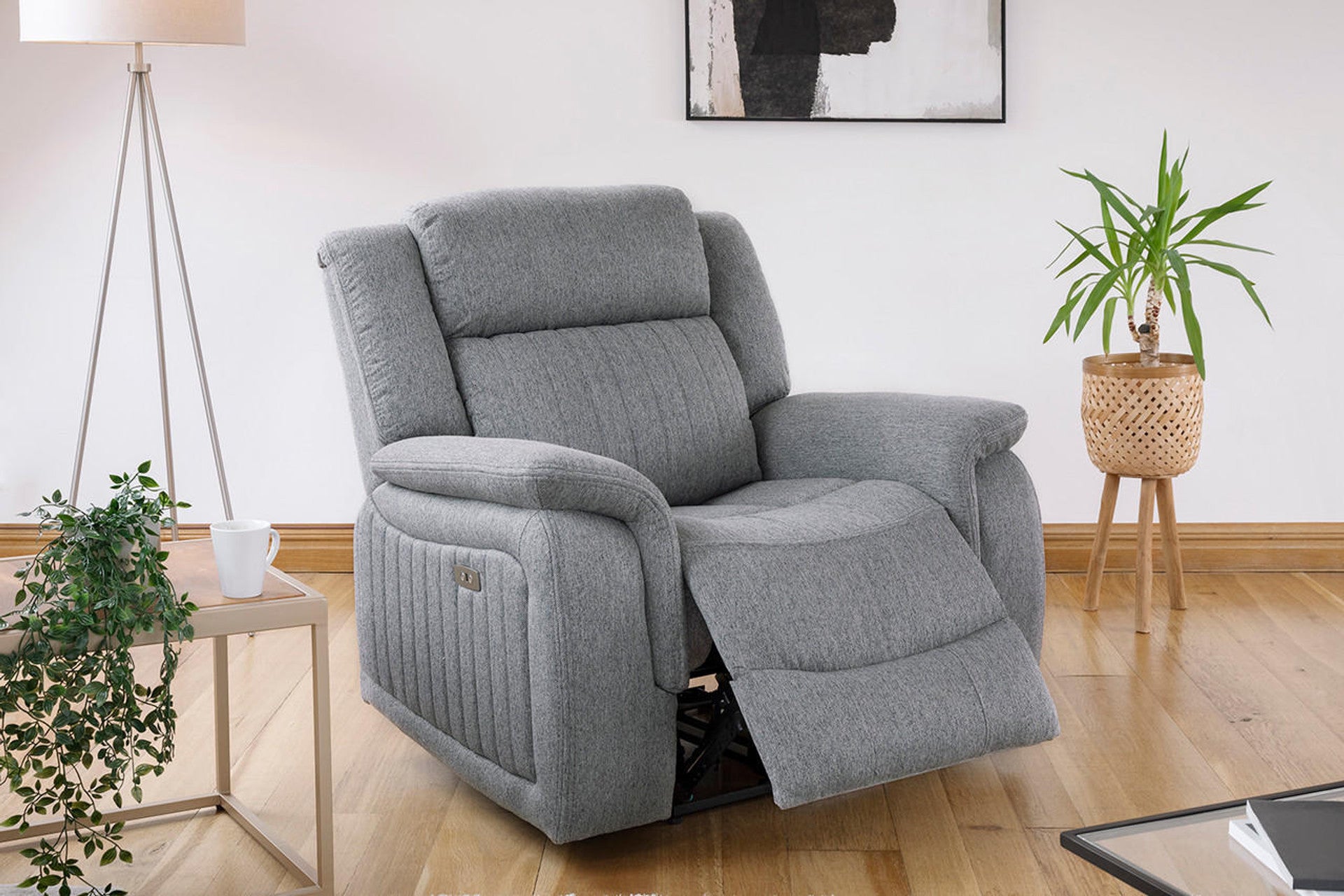Linden Grey Sofa Set - Electirc Recliner With USB & Charging Ports - Available in 3, 2 & Armchair
