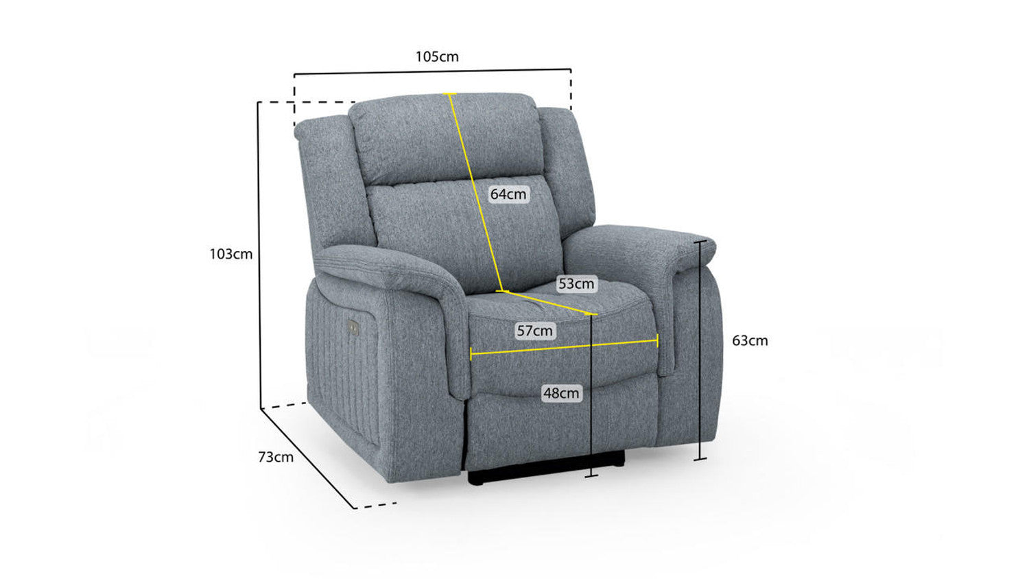 Linden Grey Sofa Set - Electirc Recliner With USB & Charging Ports - Available in 3, 2 & Armchair