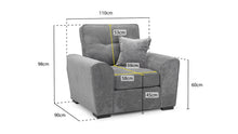 Load image into Gallery viewer, Maxwell Sofa Set - Grey Plush - Available in 3, 2 &amp; Armchair
