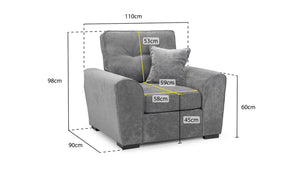 Maxwell Sofa Set - Grey Plush - Available in 3, 2 & Armchair