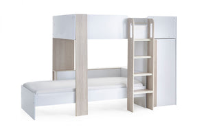 Kids Horizon Bunk Bed - Pale Wood And White - Optional Mattress