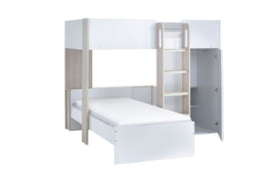 Kids Horizon Bunk Bed - Pale Wood And White - Optional Mattress