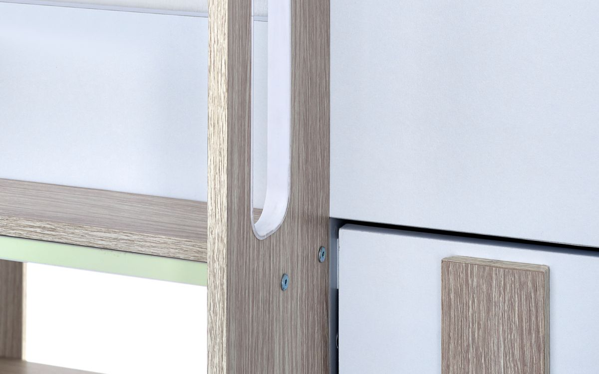 Kids Horizon Bunk Bed - Pale Wood And White - Optional Mattress