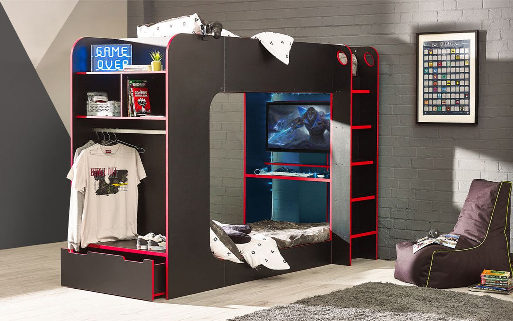 FB Gaming Bunk - Available in White or Black/Red