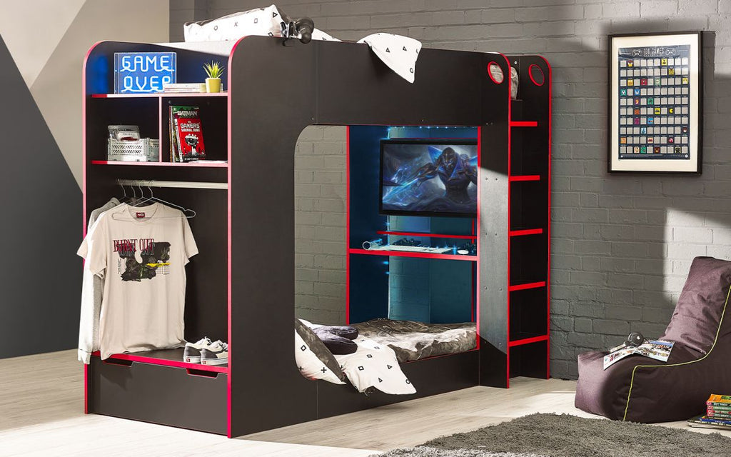 FB Gaming Bunk - Available in White or Black/Red