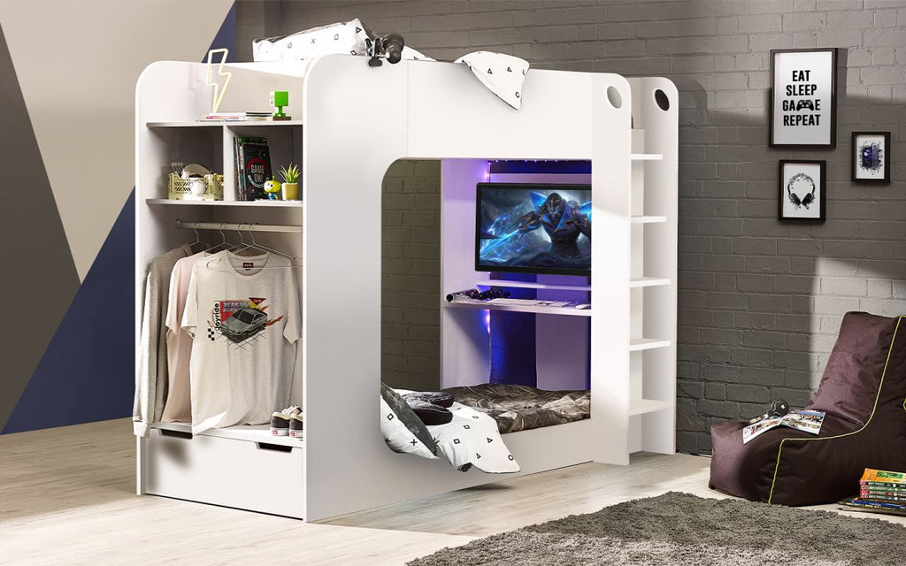 FB Gaming Bunk - Available in White or Black/Red