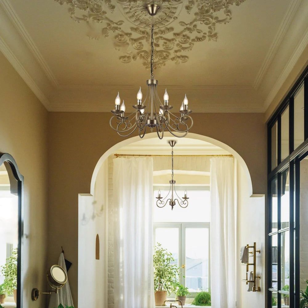 Pegasus Candle Vintage Antique Brass French Chandelier Ceiling Light E14 - Available in 3, 5 & 8 Candle