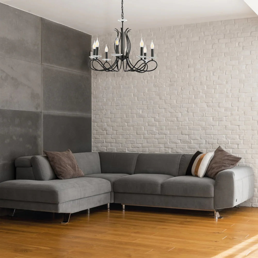 Pictor Candle Vintage Rustic Black French Chandelier Ceiling Light - Available in 3, 5 & 8 Candles