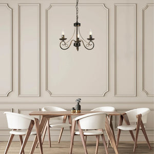 Pegasus Candle Vintage Gold Patinated Black French Chandelier Ceiling Light E14 - Available in 3, 5 & 8 Candles