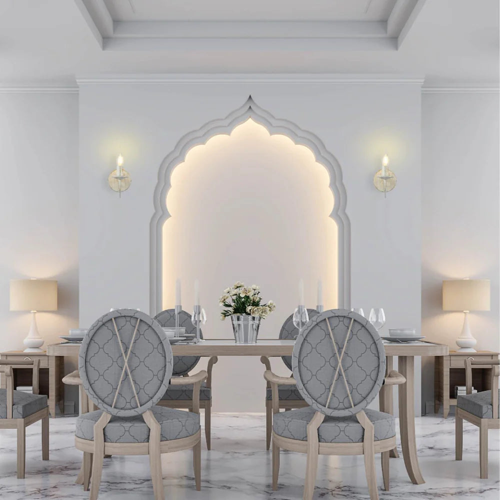 Orion Gold Brushed White Rice Minimalist Arm Candle Ceiling Chandelier Light - Wall Light Option - Available in 3, 5 & 8 Candle