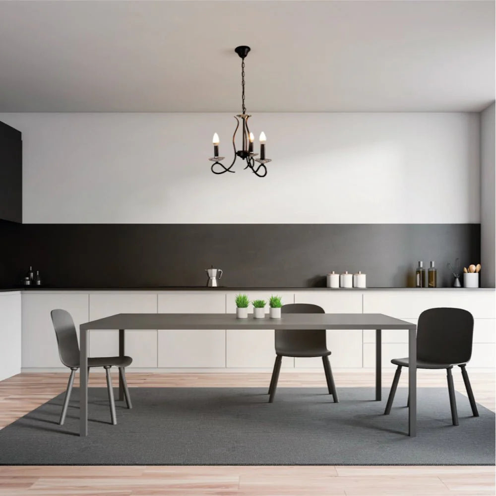 Pictor Candle Vintage Rustic Black French Chandelier Ceiling Light - Available in 3, 5 & 8 Candles