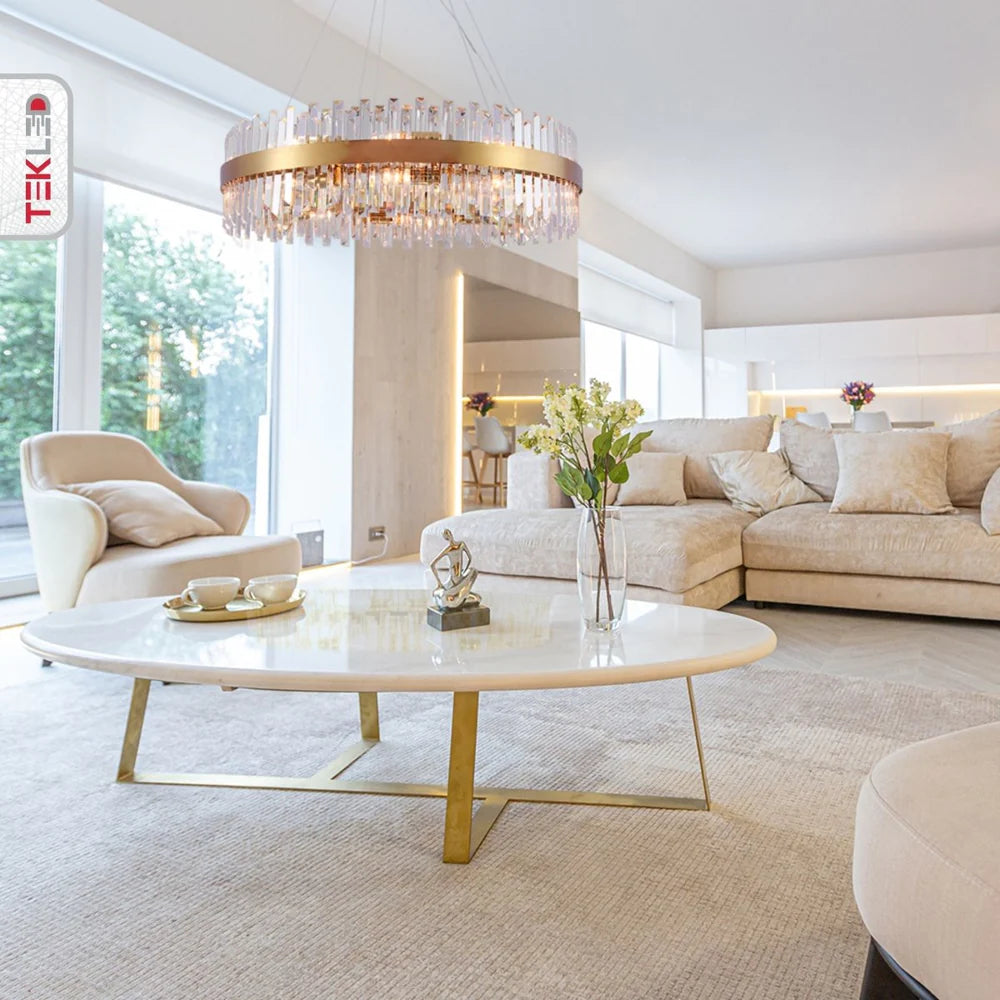 Saturn Crystal Gold Metal Chandelier Ceiling Light E14 - Available in 4 Sizes