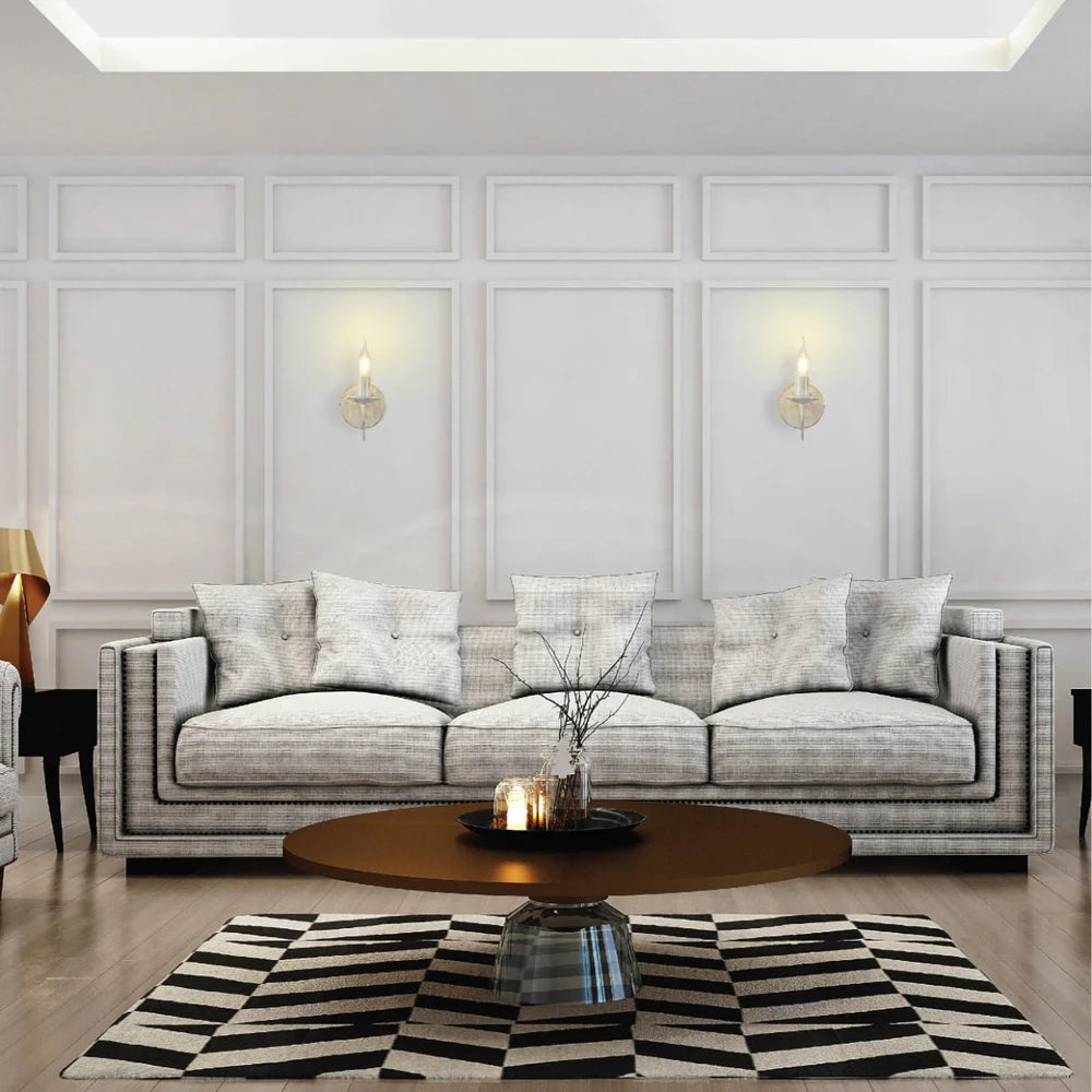 Orion Gold Brushed White Rice Minimalist Arm Candle Ceiling Chandelier Light - Wall Light Option - Available in 3, 5 & 8 Candle