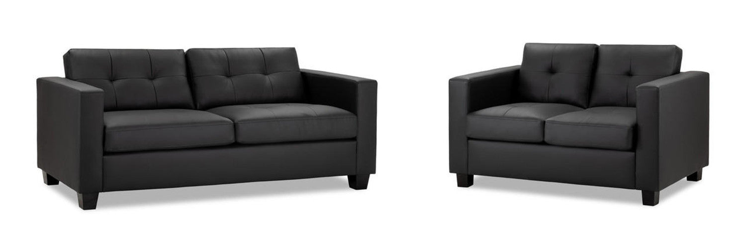 Jerry Sofa - Available in 3+2 or Armchair- Colour Options Leather Faux Black, Grey or Grey Fabric