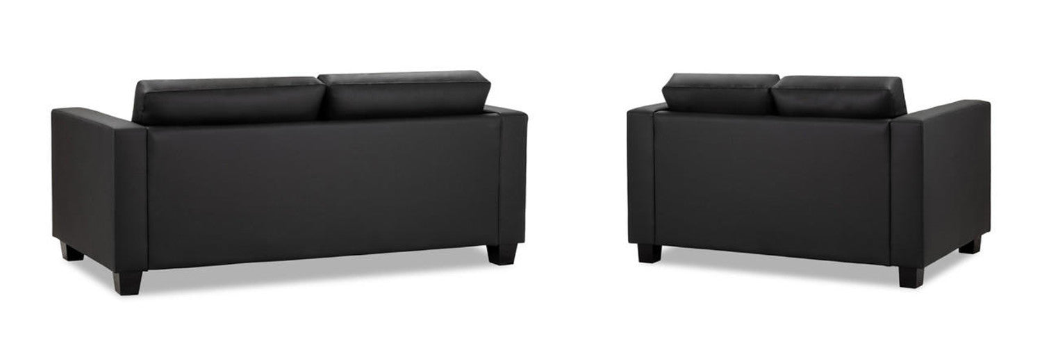 Jerry Sofa - Available in 3+2 or Armchair- Colour Options Leather Faux Black, Grey or Grey Fabric