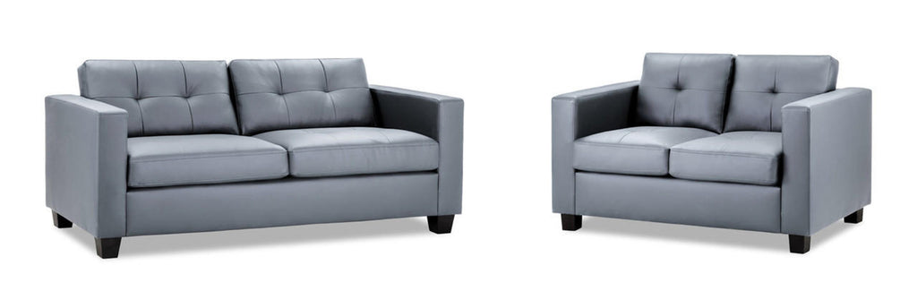 Jerry Sofa - Available in 3+2 or Armchair- Colour Options Leather Faux Black, Grey or Grey Fabric