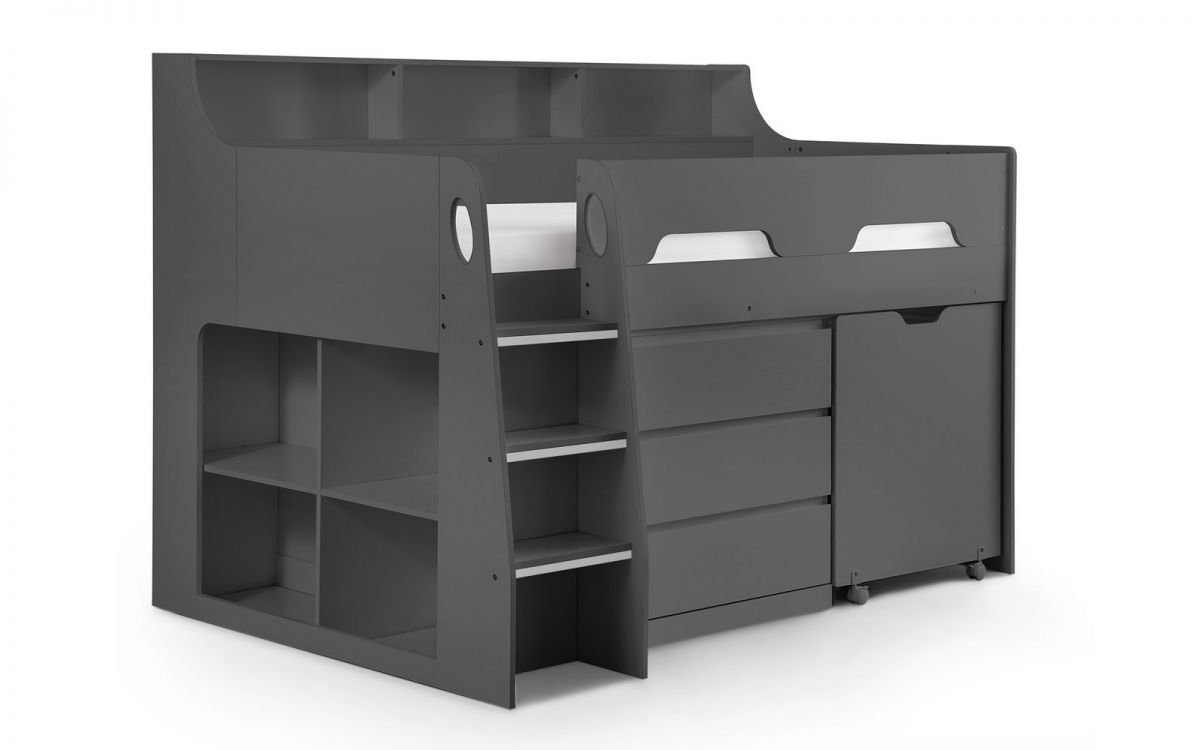 Jupiter Midsleeper - Available in White, Anthracite or Grey Oak - Mattress option