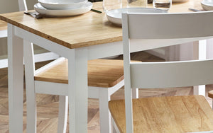 Linwood Small Dining Table (114cm x 68cm) - Oak Top & White Legs - Bench & Chair Option Available