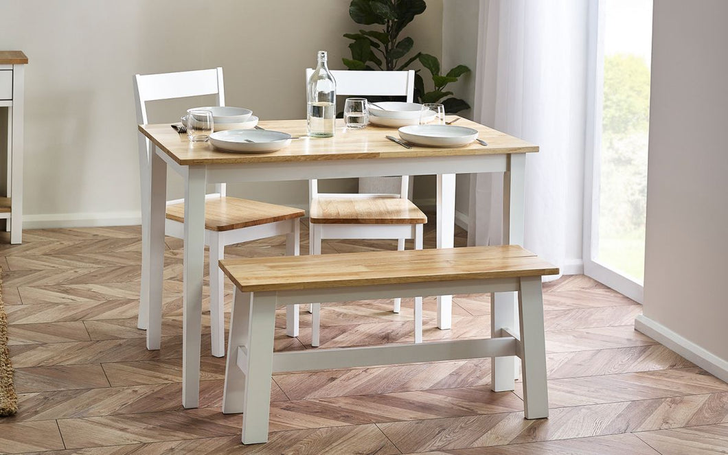 Linwood Small Dining Table (114cm x 68cm) - Oak Top & White Legs - Bench & Chair Option Available