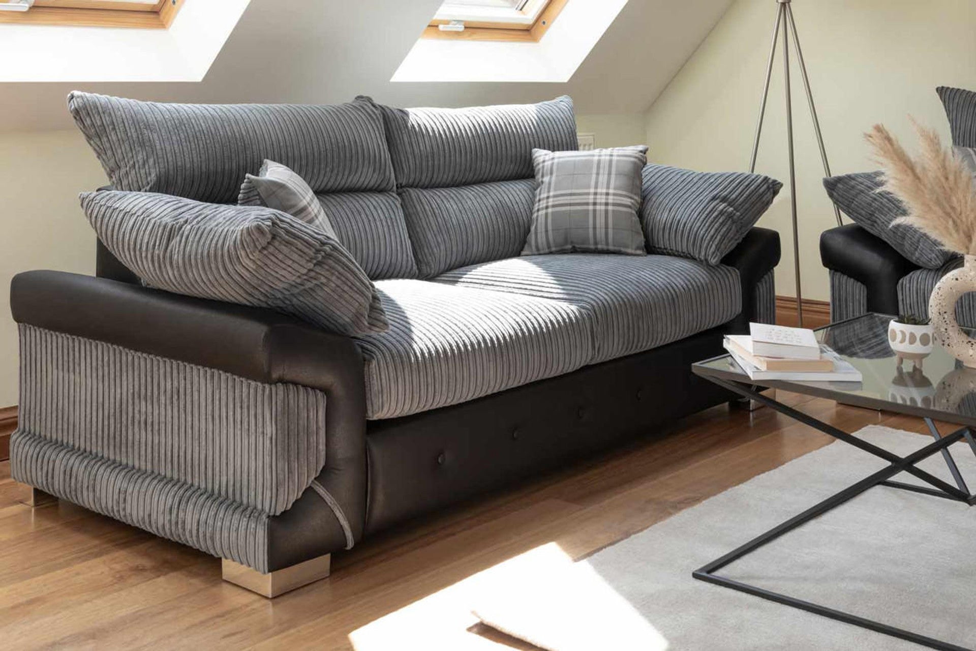 Logan Sofa - Black & Grey - Available in a Large Corner, 3+2 Set, Armchair & Swivel Chair
