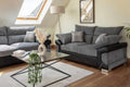 Logan Sofa - Black & Grey - Available in a Large Corner, 3+2 Set, Armchair & Swivel Chair