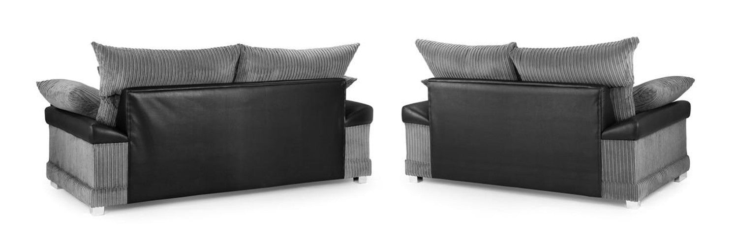 Logan Sofa - Black & Grey - Available in a Large Corner, 3+2 Set, Armchair & Swivel Chair