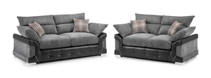 Logan Sofa - Black & Grey - Available in a Large Corner, 3+2 Set, Armchair & Swivel Chair