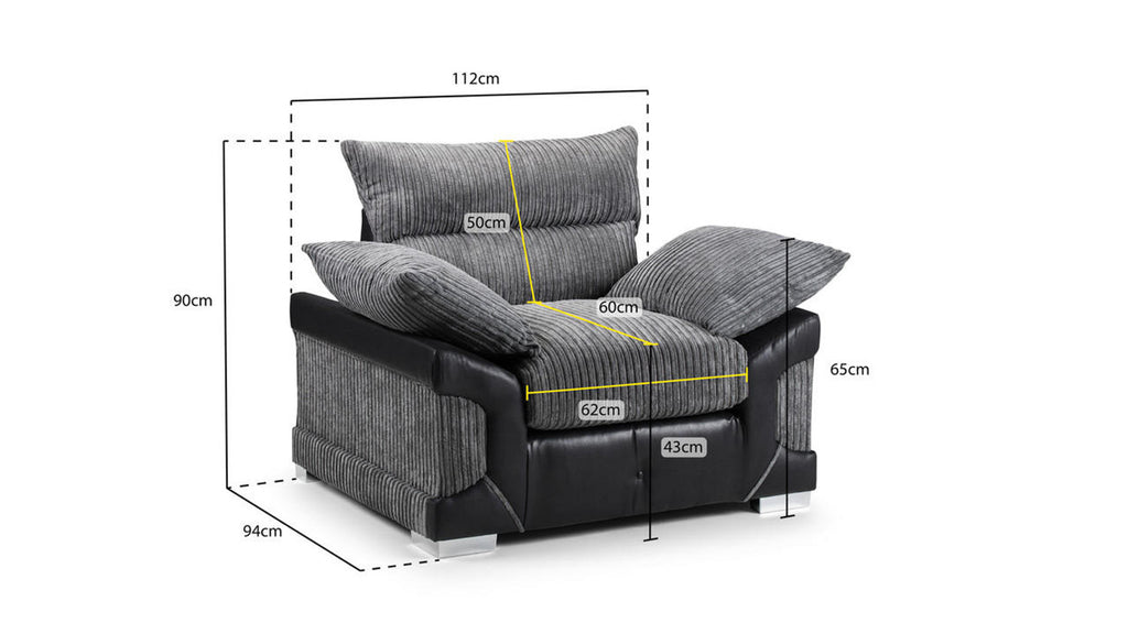 Logan Sofa - Black & Grey - Available in a Large Corner, 3+2 Set, Armchair & Swivel Chair