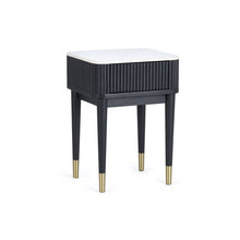 Load image into Gallery viewer, Louis Black Fluted Stone Top Lamp Table with Drawers - 35cm D x 40cm W x 56cm H
