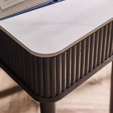 Load image into Gallery viewer, Louis Black Fluted Stone Top Lamp Table with Drawers - 35cm D x 40cm W x 56cm H
