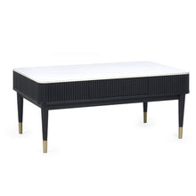 Load image into Gallery viewer, Louis Black Fluted Stone Top Coffee Table With 2 Drawers - 65cm D x 110cm W x 47cm H
