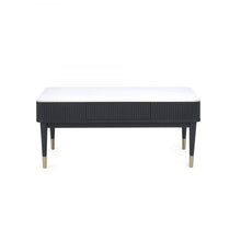 Load image into Gallery viewer, Louis Black Fluted Stone Top Coffee Table With 2 Drawers - 65cm D x 110cm W x 47cm H
