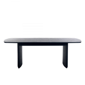 Louis Black Fluted Extending Dining Table - 80cm D x 220cm W x 75cm H