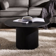 Load image into Gallery viewer, Louis Round Black Fluted Coffee Table - 80cm D x 80cm W x 45.5cm H
