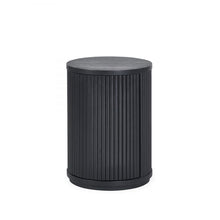 Load image into Gallery viewer, Louis Black Fluted Side Table With Door - 33cm D x 33cm W x 45.5cm H
