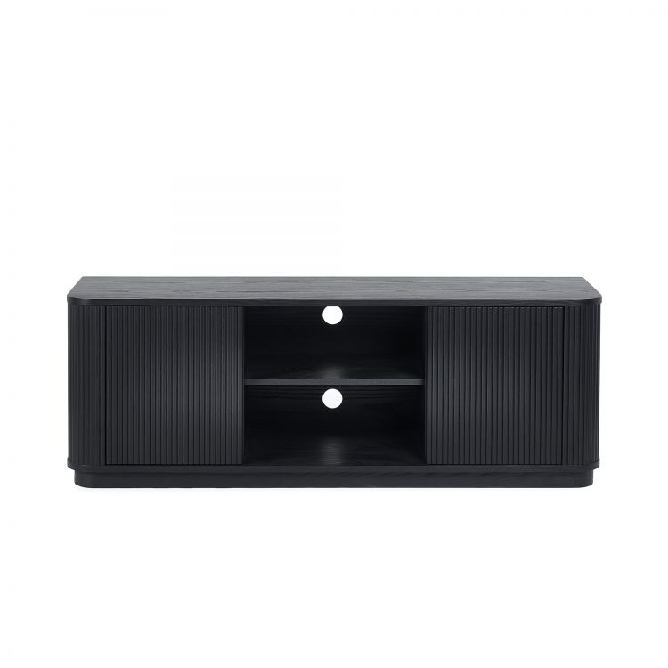 Louis Black Fluted Media Unit - 40cm D x 140cm W x 53cm H