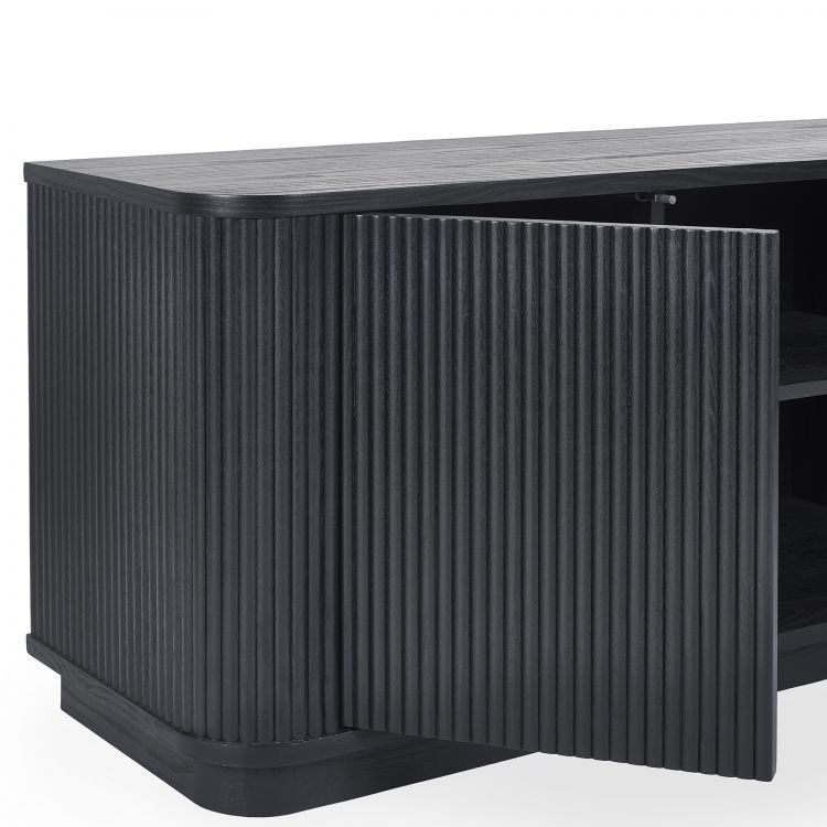 Louis Black Fluted Media Unit - 40cm D x 140cm W x 53cm H