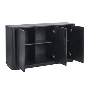 Louis Black Fluted SideBoard - 142Wcm x 40Dcm x 80Hcm