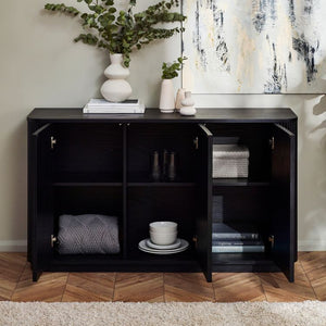 Louis Black Fluted SideBoard - 142Wcm x 40Dcm x 80Hcm